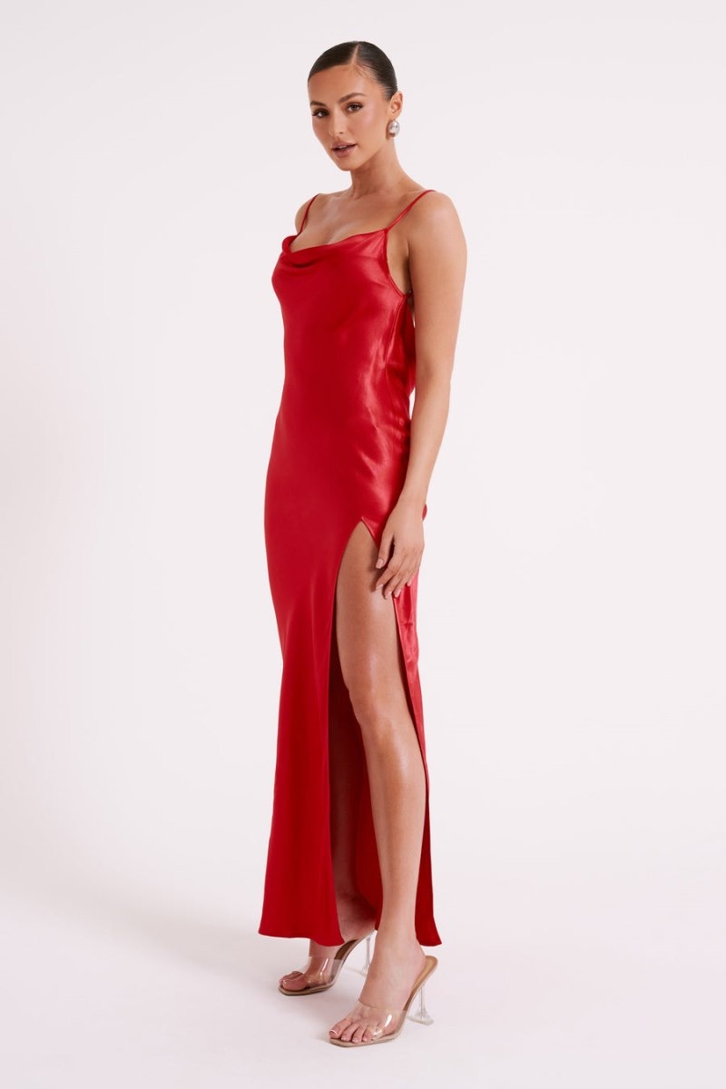 Women's Meshki Jade Cowl Neck Backless Maxi Dress Red Australia | B2G-9114