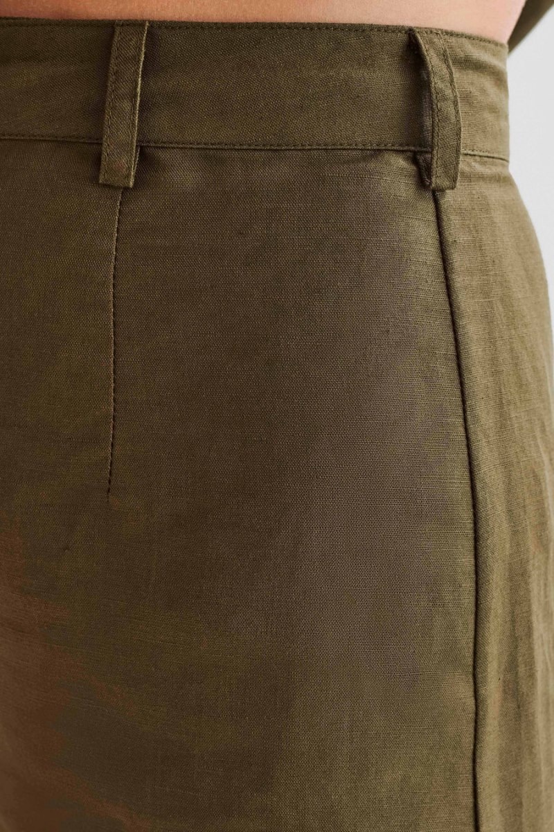 Women's Meshki Jadri Linen Shorts Khaki Australia | R8J-6068