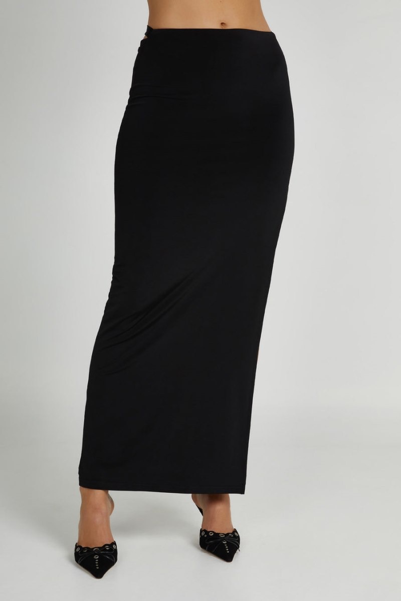 Women's Meshki Jeanine Cowl Back Maxi Skirts Black Australia | R3Z-8711