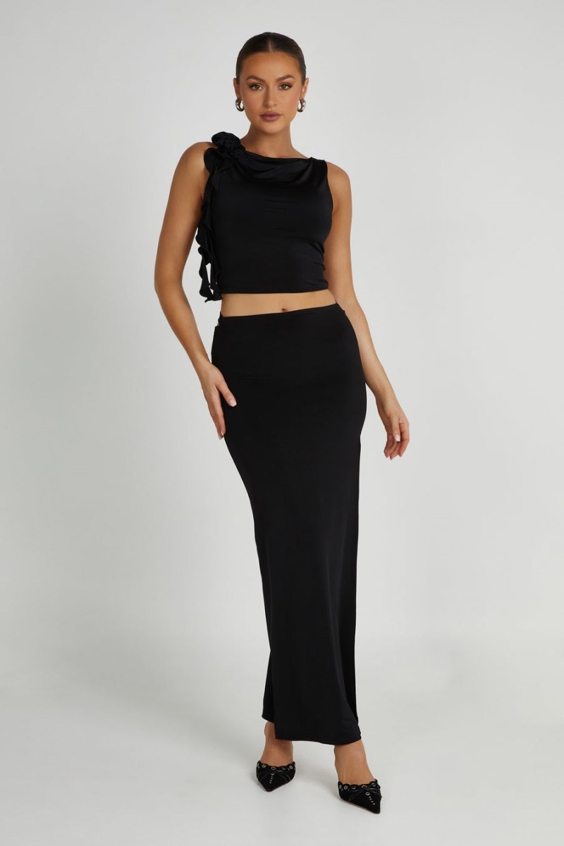 Women's Meshki Jeanine Cowl Back Maxi Skirts Black Australia | R3Z-8711