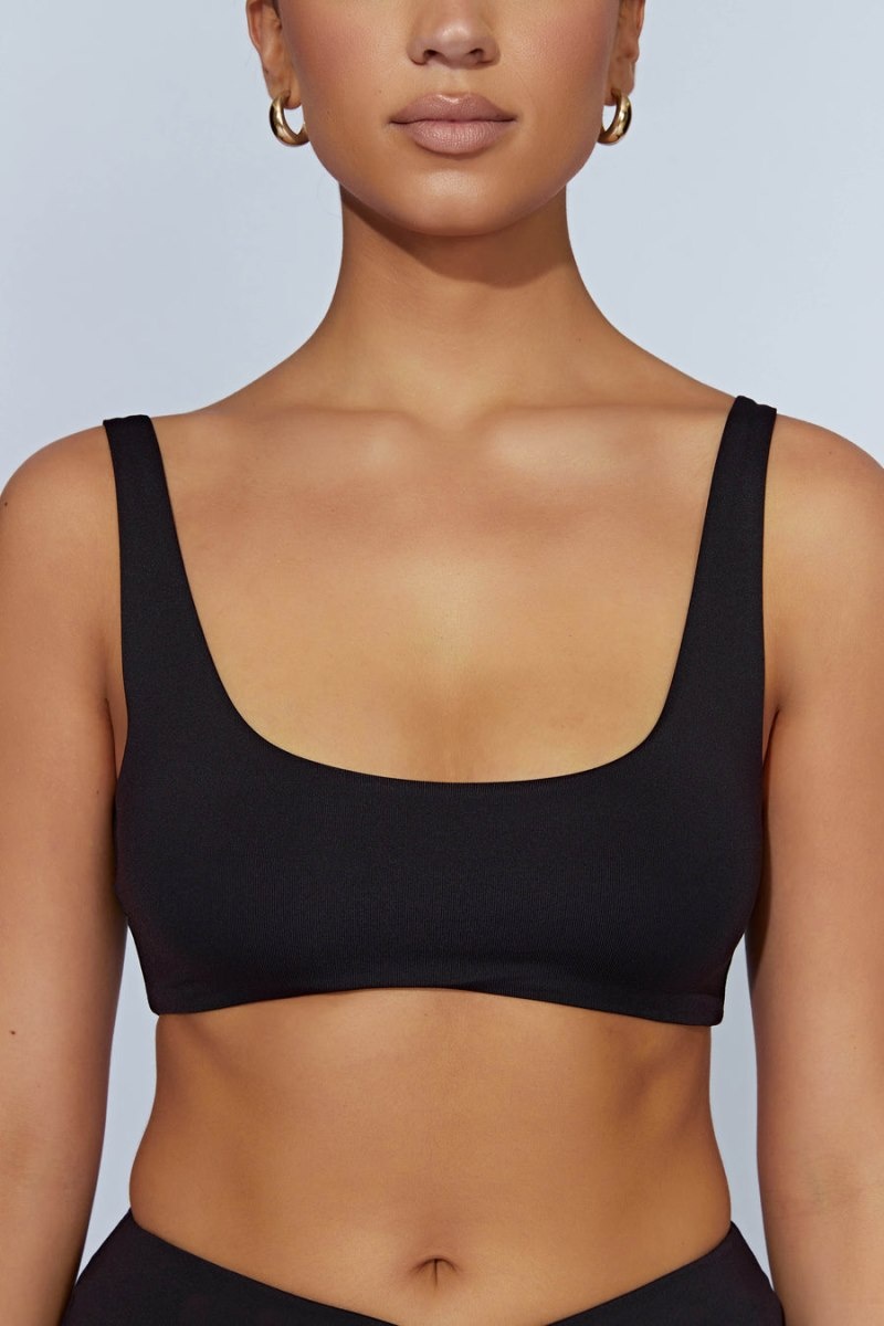 Women's Meshki Jemma Scoop Neck Super Crop Tops Black Australia | X7P-0899