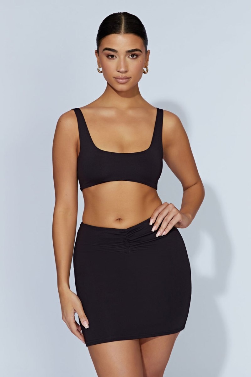 Women's Meshki Jemma Scoop Neck Super Crop Tops Black Australia | X7P-0899