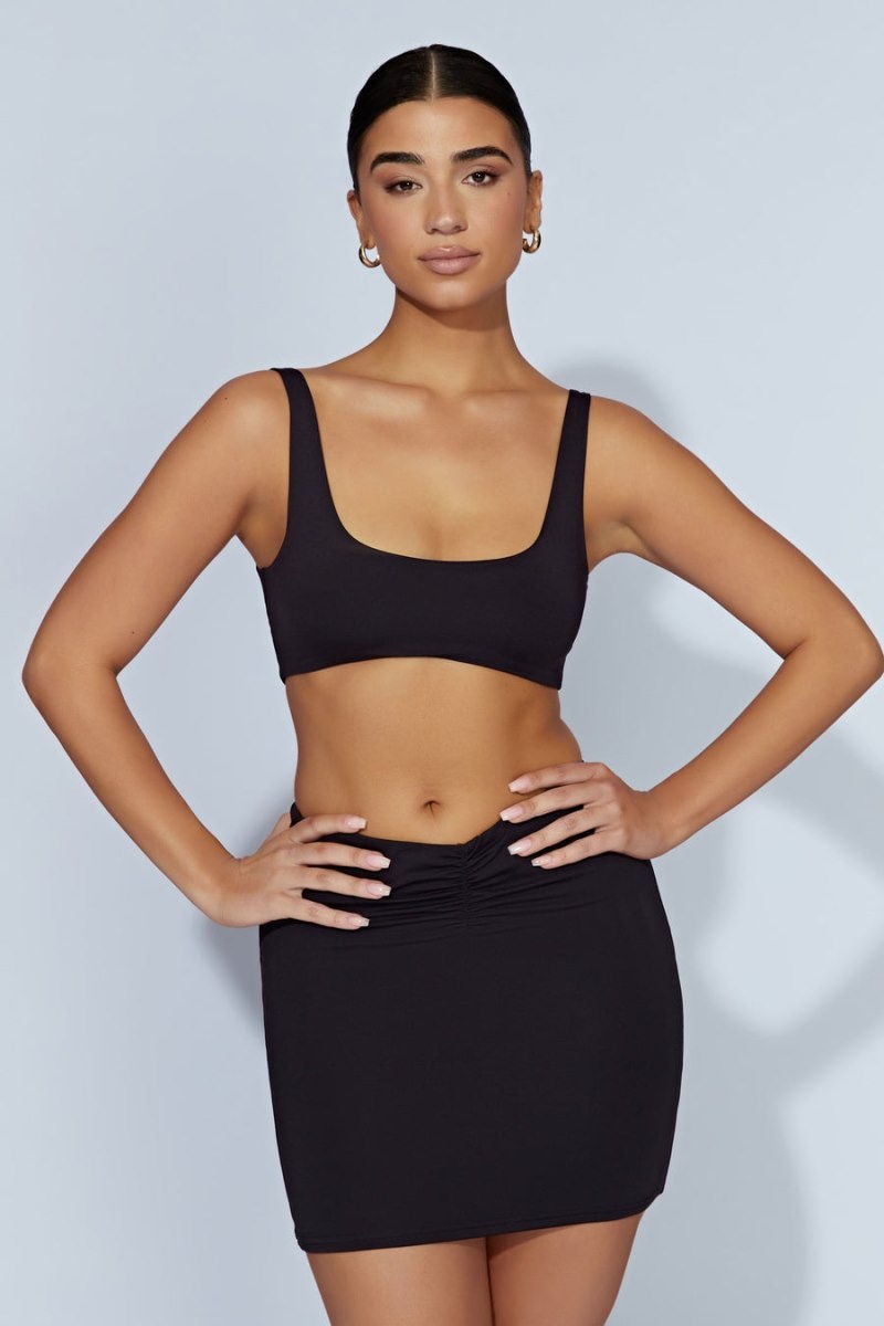 Women's Meshki Jemma Scoop Neck Super Crop Tops Black Australia | X7P-0899