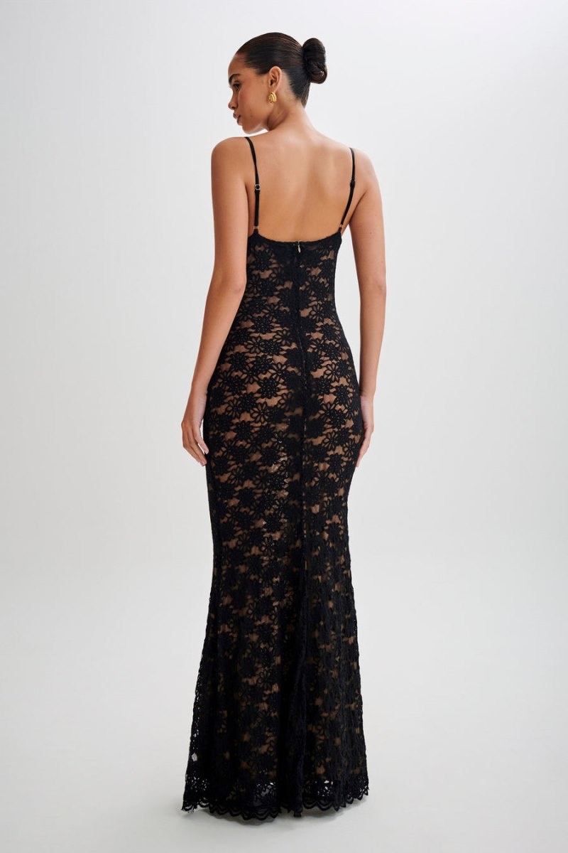 Women's Meshki Joelle Lace Cupped Maxi Dress Black Australia | N1C-7971