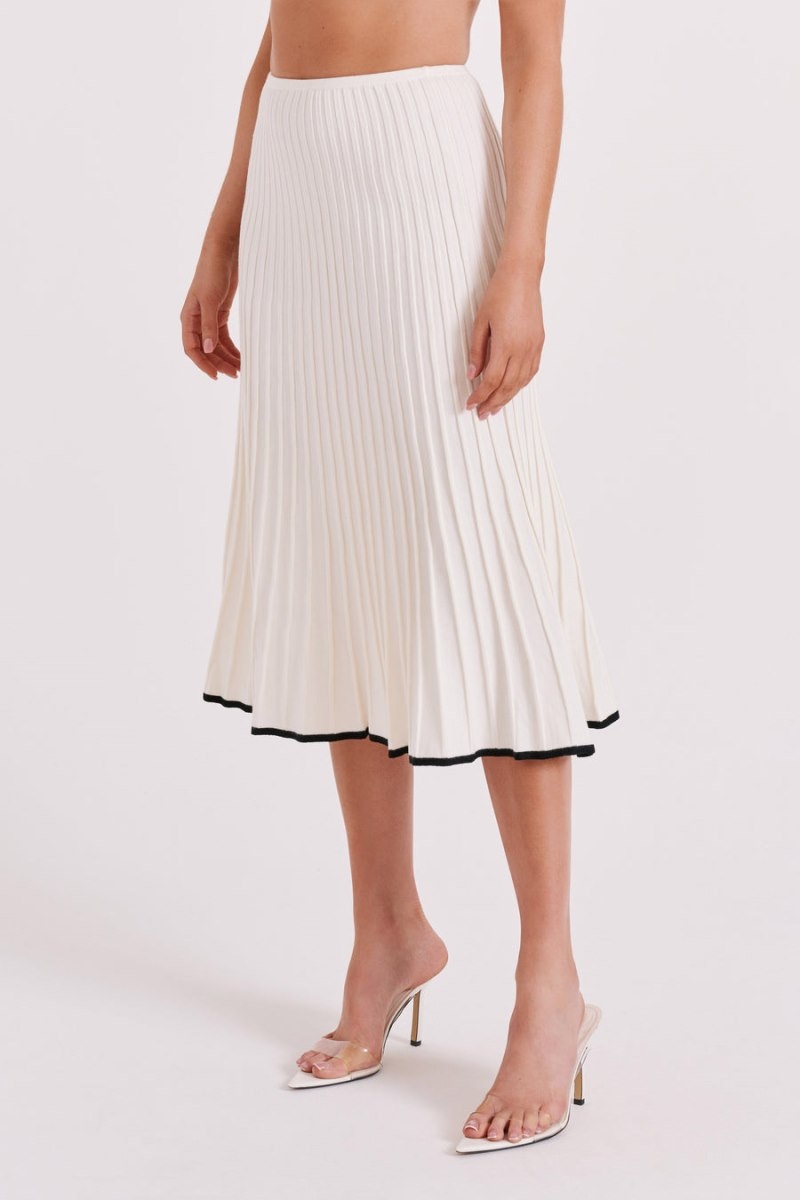 Women's Meshki Jolene Contrast Rib Knit Midi Skirts White Australia | X1W-9989