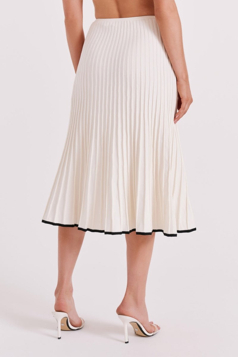 Women's Meshki Jolene Contrast Rib Knit Midi Skirts White Australia | X1W-9989