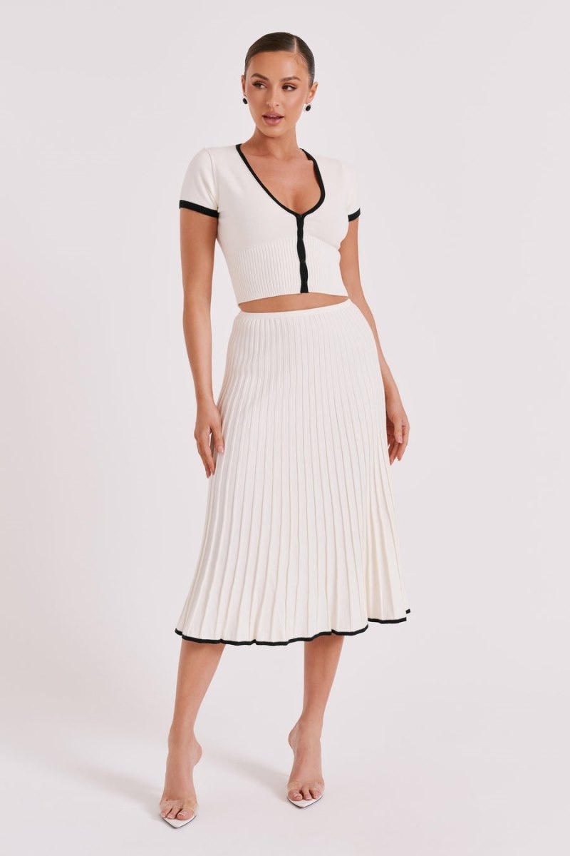 Women's Meshki Jolene Contrast Rib Knit Midi Skirts White Australia | X1W-9989