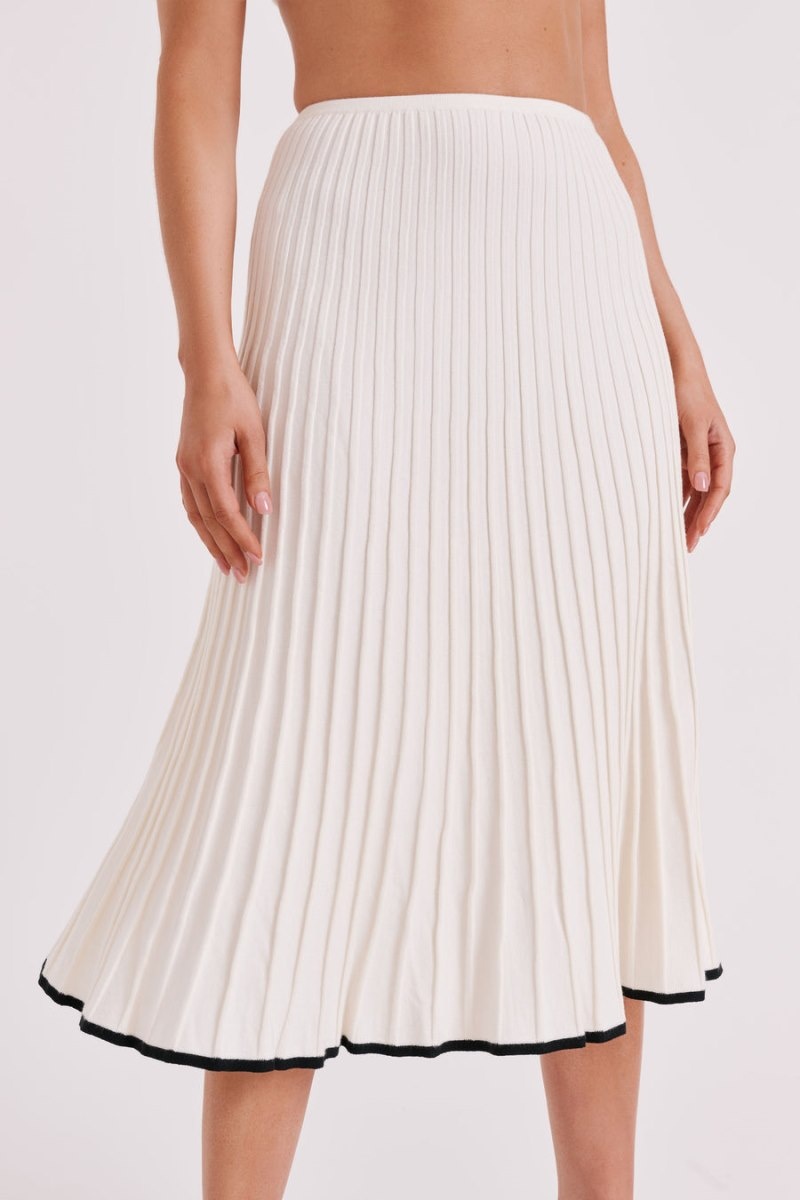 Women's Meshki Jolene Contrast Rib Knit Midi Skirts White Australia | X1W-9989