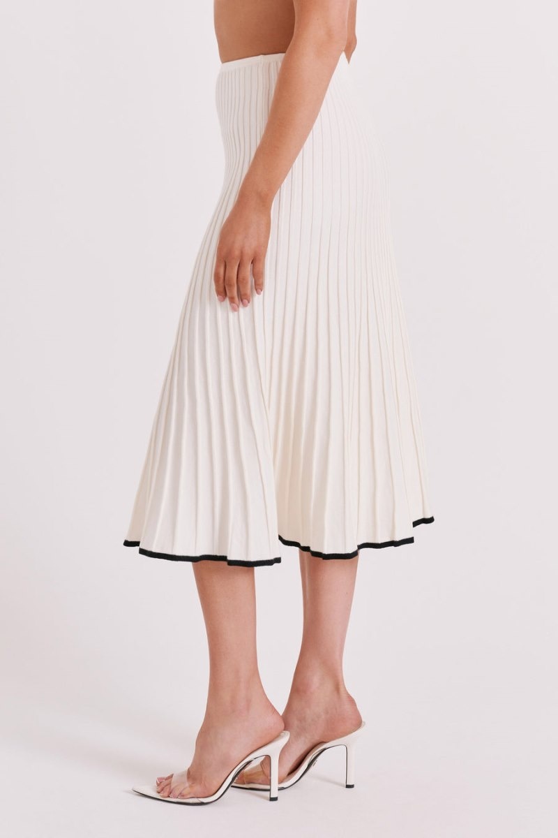 Women's Meshki Jolene Contrast Rib Knit Midi Skirts White Australia | X1W-9989