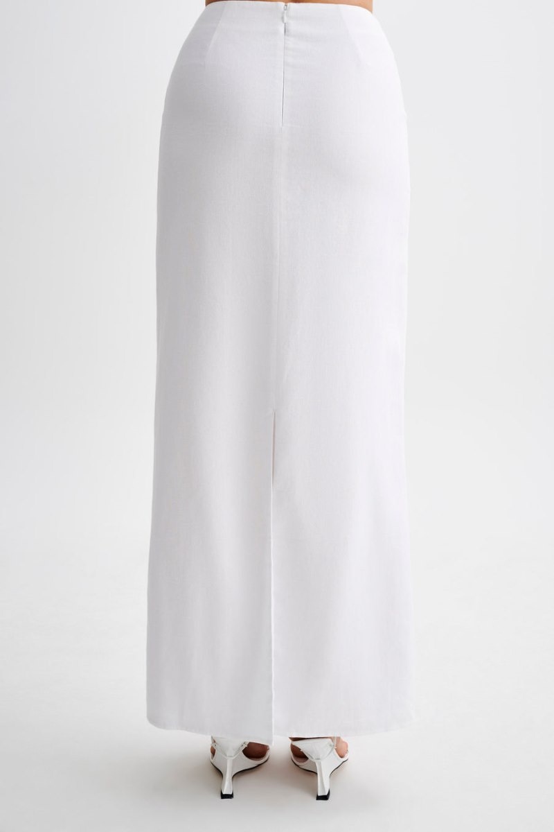 Women's Meshki Jordan Linen Maxi Skirts White Australia | B2H-7821