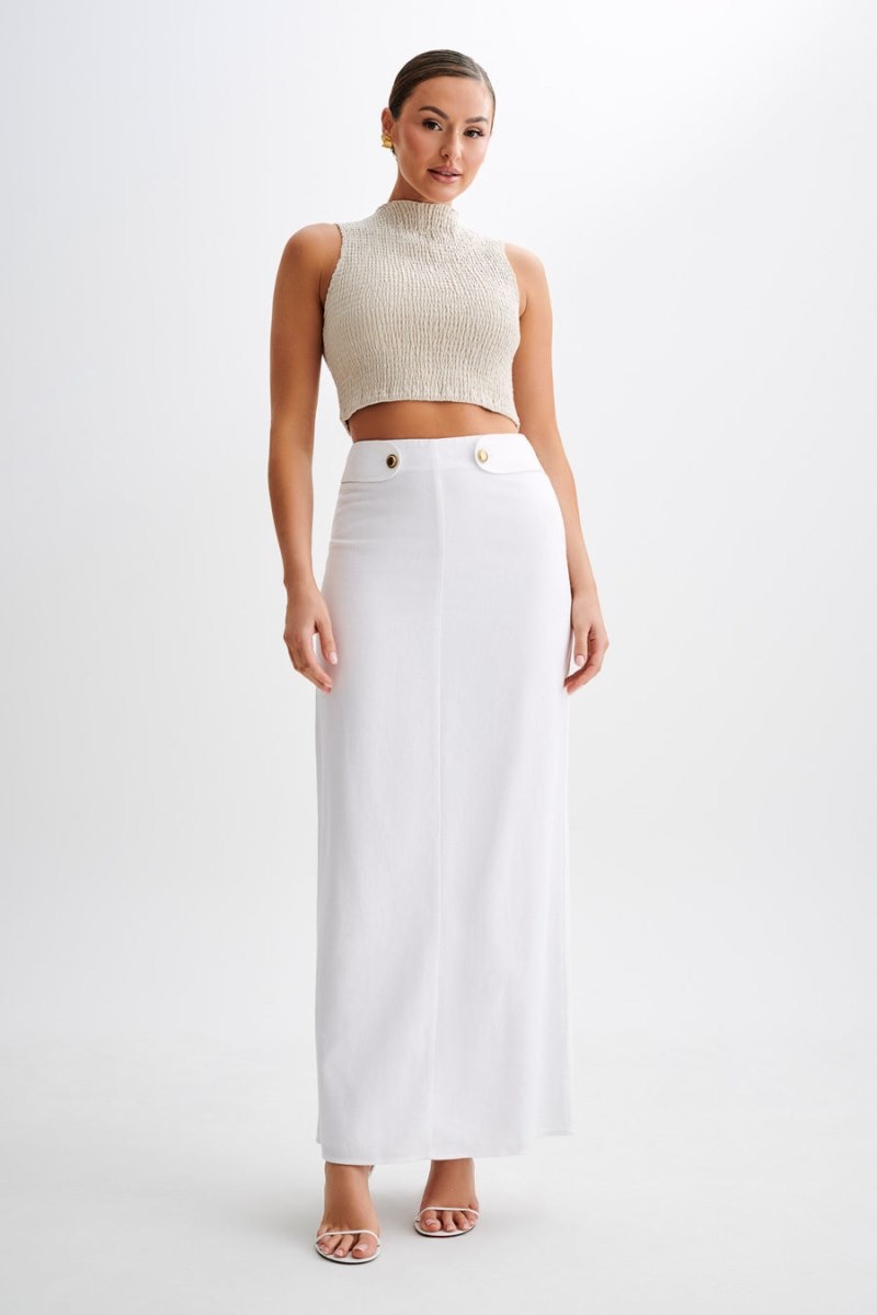 Women's Meshki Jordan Linen Maxi Skirts White Australia | B2H-7821