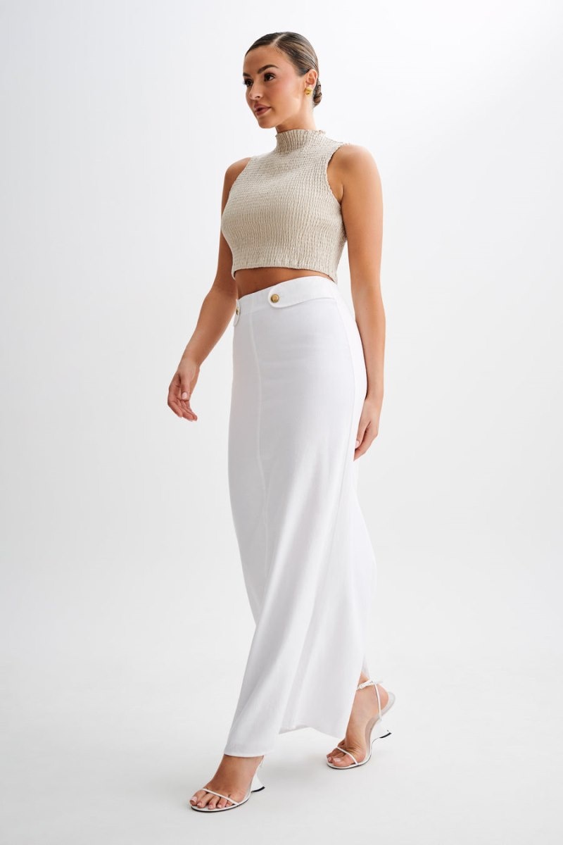 Women's Meshki Jordan Linen Maxi Skirts White Australia | B2H-7821