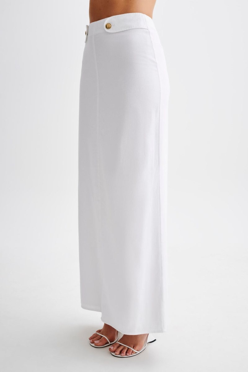 Women's Meshki Jordan Linen Maxi Skirts White Australia | B2H-7821