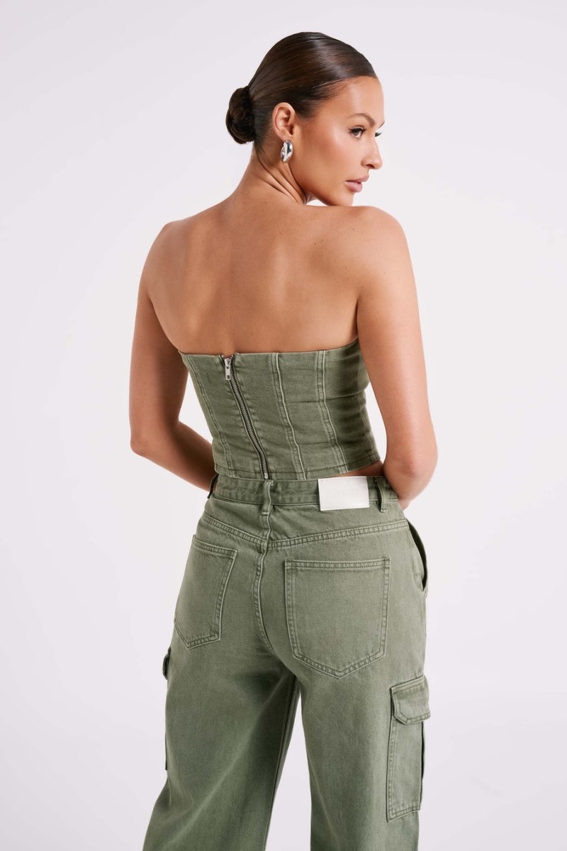 Women's Meshki Jordana Denim Tube Tops Khaki Australia | X5V-9833