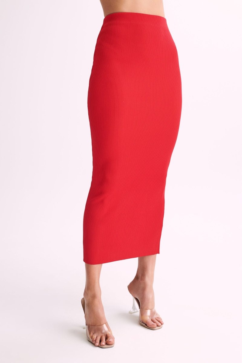 Women\'s Meshki Kaesha Split Maxi Knitted Skirts Red Australia | G3O-0910