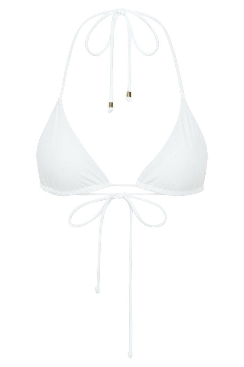 Women's Meshki Kalli Recycled Nylon Triangle Tie Up Bikini Top Bikinis White Australia | L0P-7402