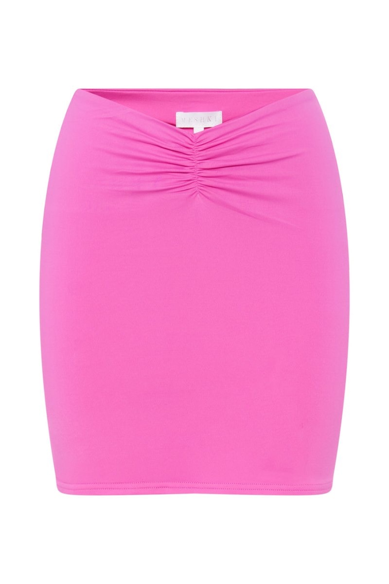 Women's Meshki Kara Ruched Front Mini Skirts Pink Australia | W0M-9949