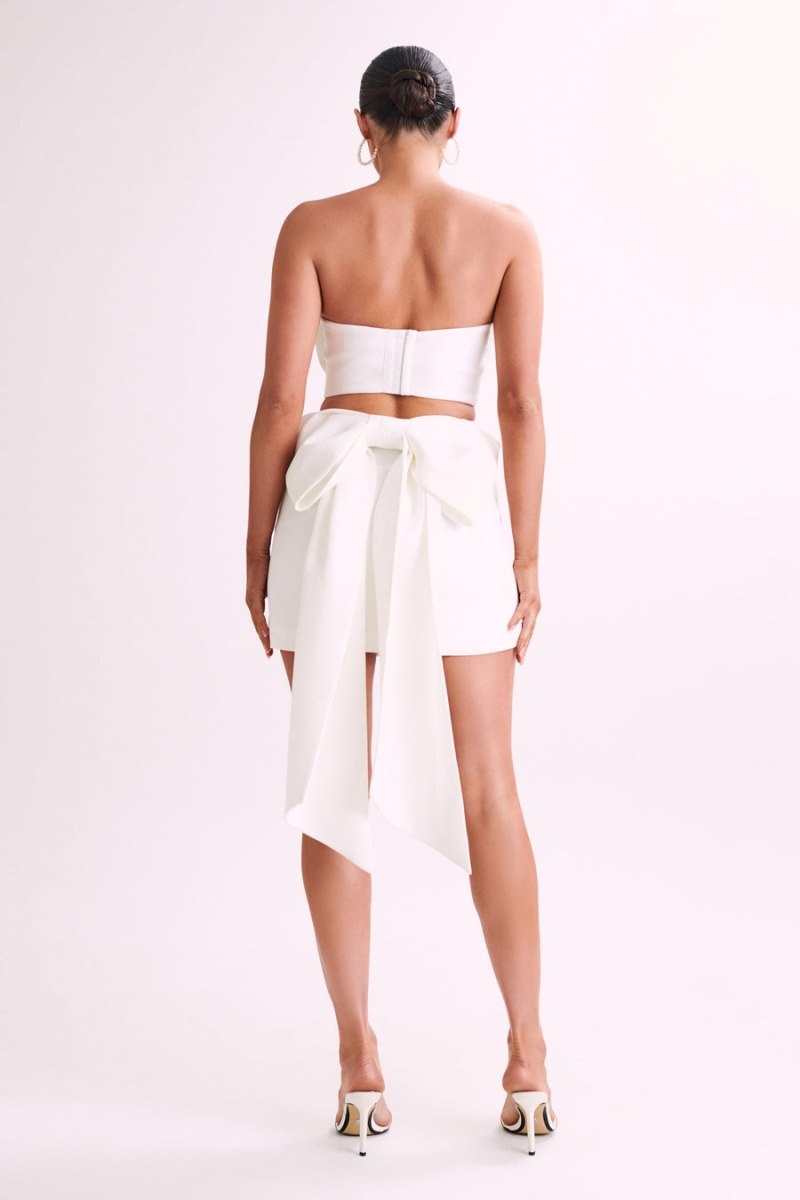 Women's Meshki Katie Bow Crop Tops White Australia | W8G-8289