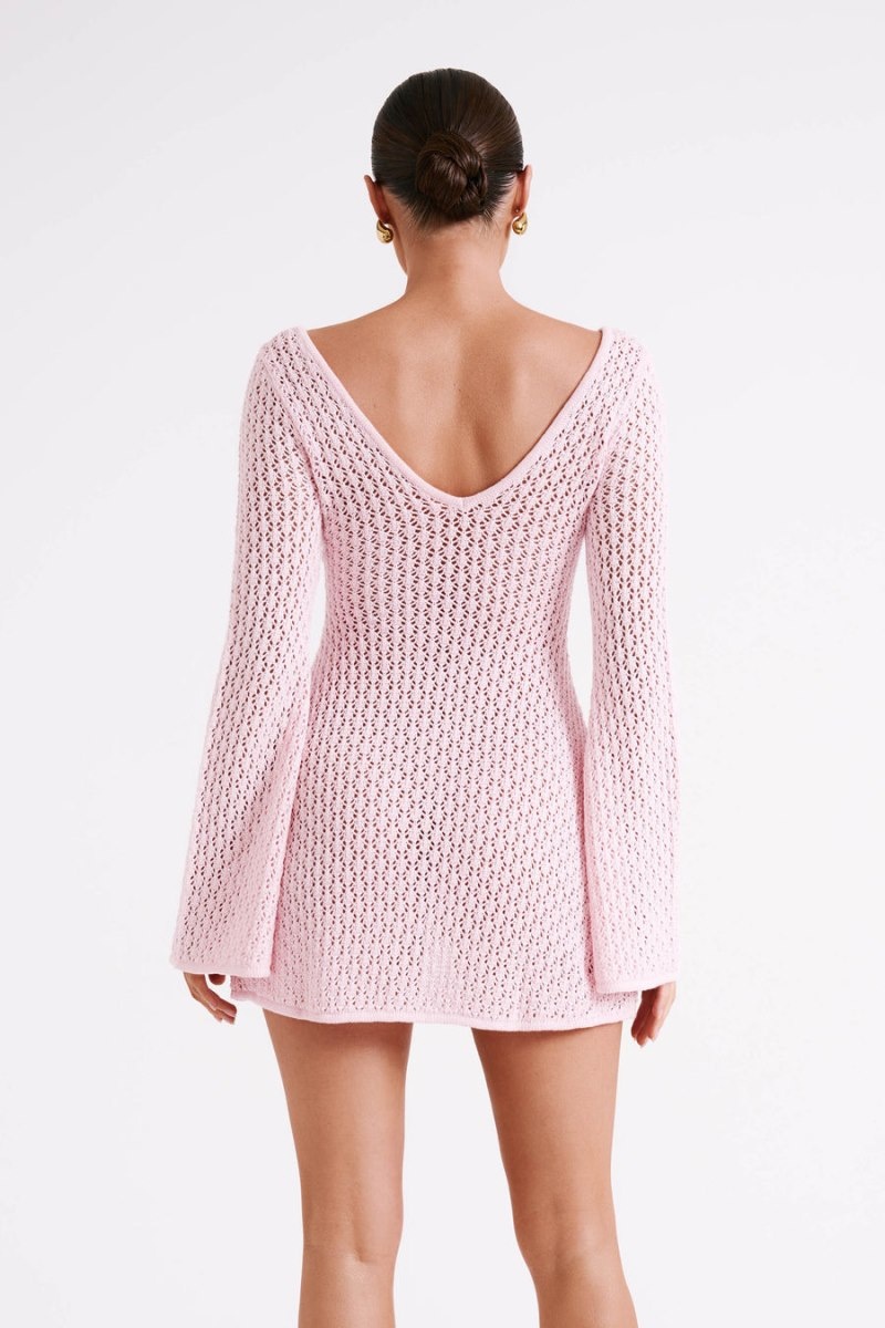 Women's Meshki Kayleigh Crochet Knit Mini Dress Rose Australia | G3T-9047