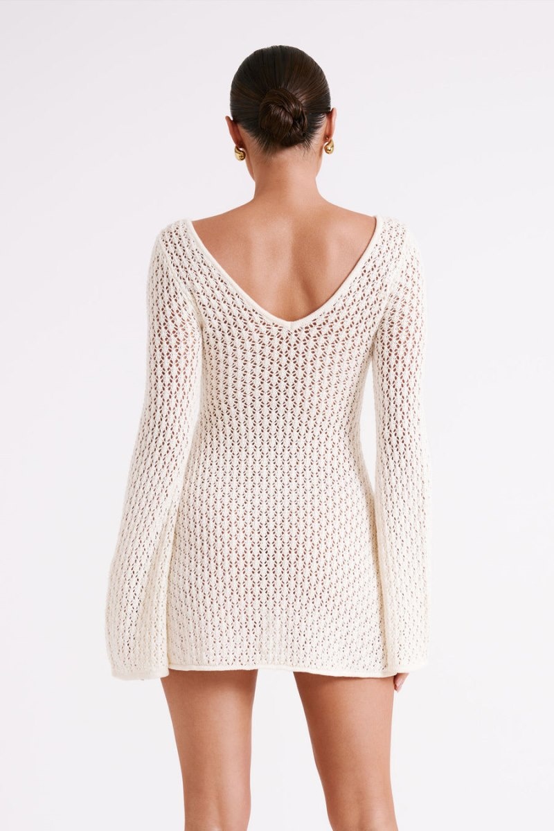 Women's Meshki Kayleigh Crochet Knit Mini Dress White Australia | J7M-8473