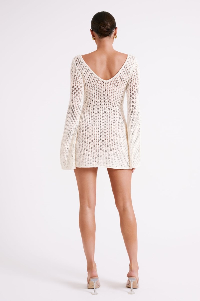 Women's Meshki Kayleigh Crochet Knit Mini Dress White Australia | J7M-8473