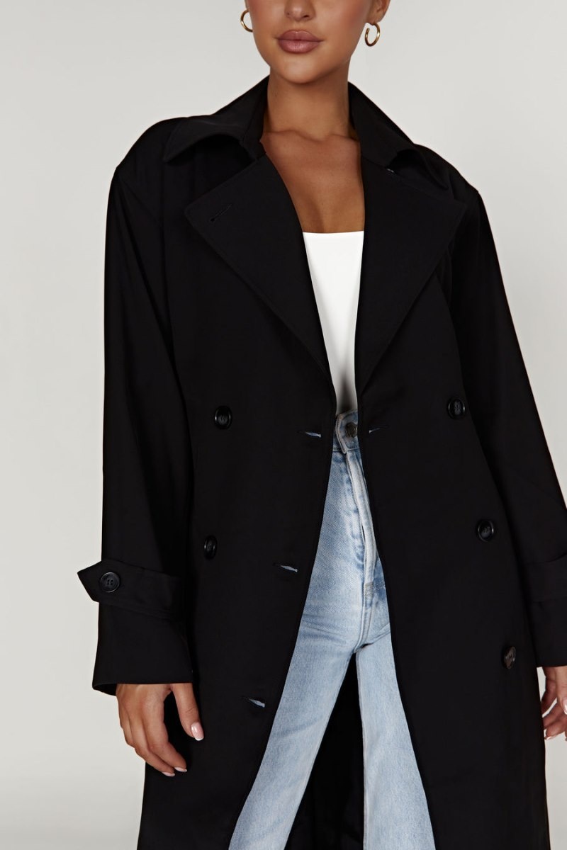 Women's Meshki Keily Super Oversized Trench Coat Black Australia | J5Y-3284