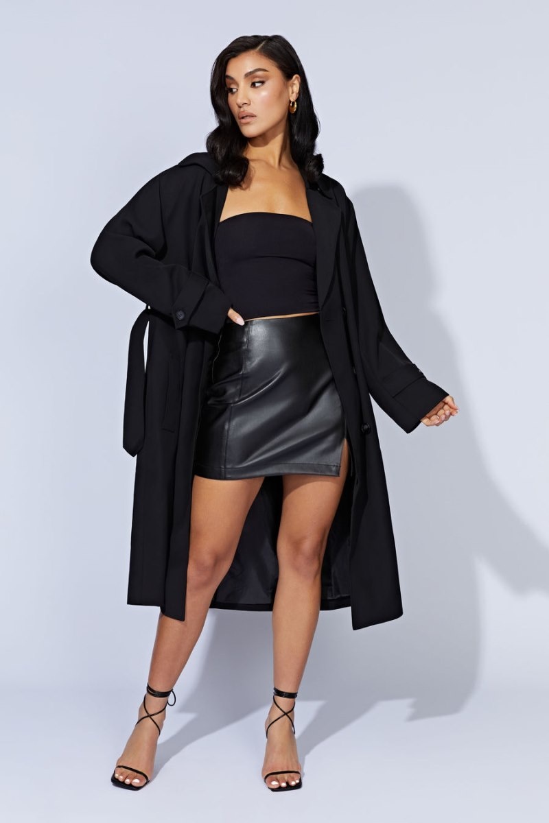 Women's Meshki Keily Super Oversized Trench Coat Black Australia | J5Y-3284