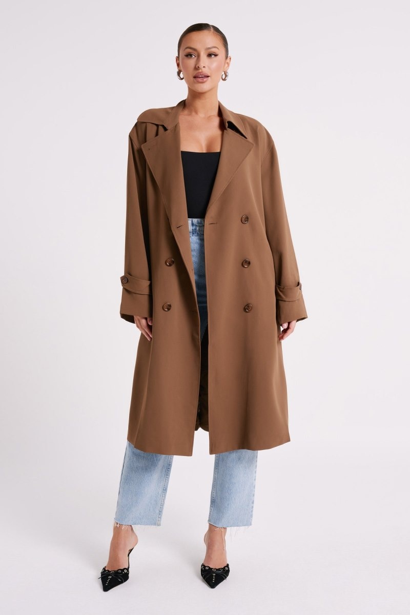 Women\'s Meshki Keily Super Oversized Trench Coat Chocolate Australia | E0Y-5255