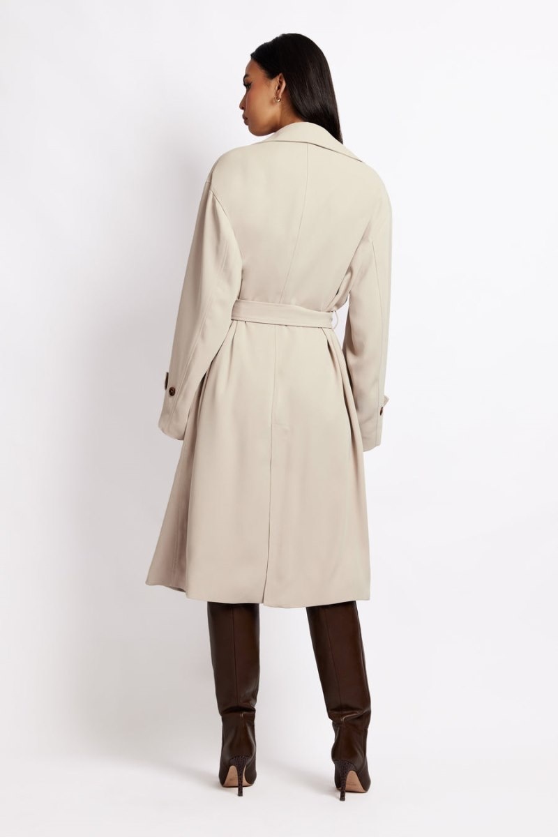 Women's Meshki Keily Super Oversized Trench Coat Cream Australia | R1S-5332