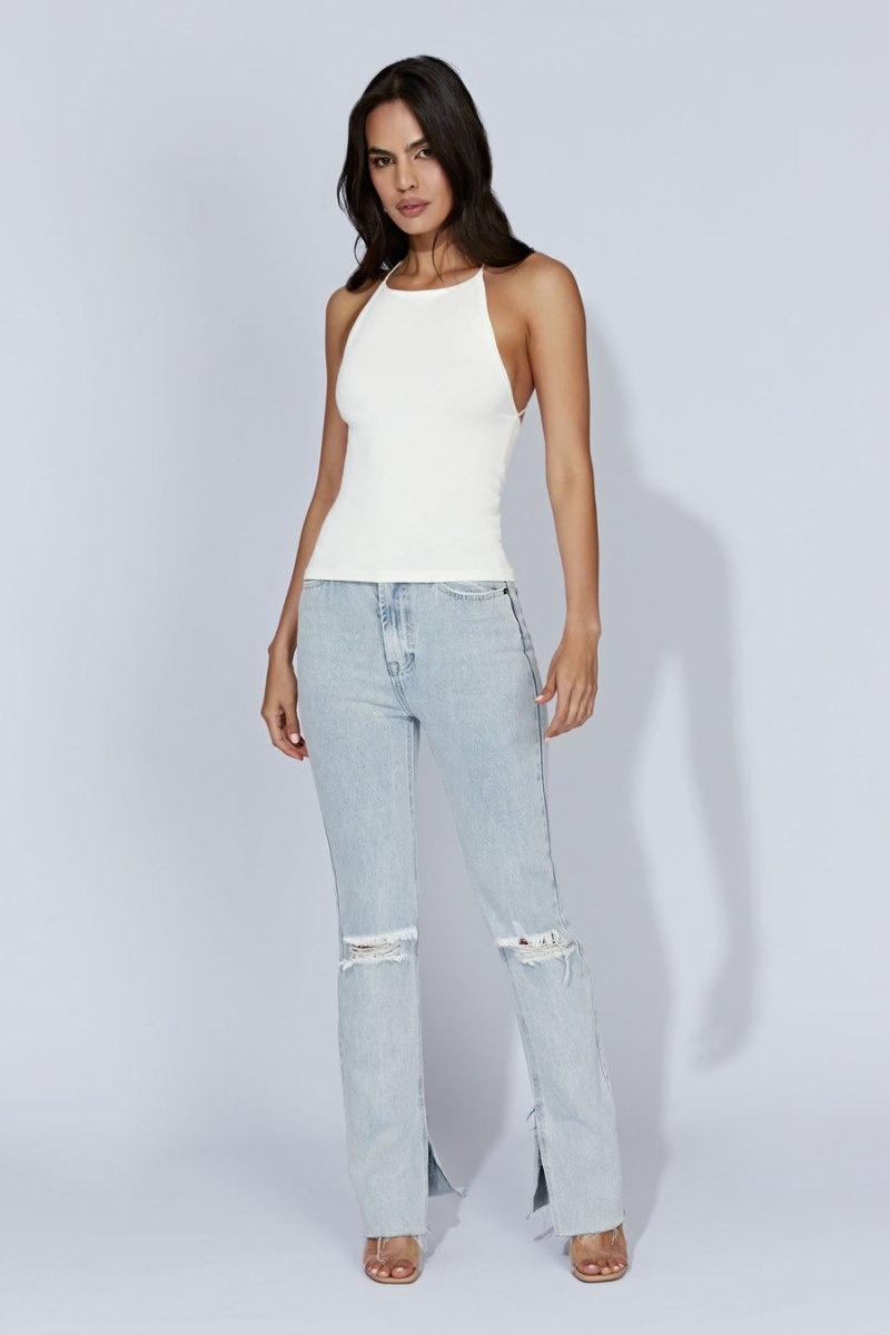 Women's Meshki Kelly Long Line Tops Off White Australia | Z5E-3572