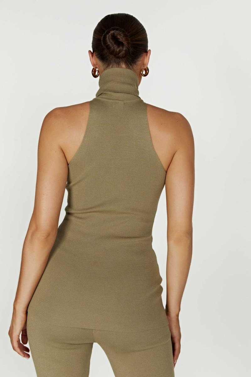 Women's Meshki Kelsea Sleeveless Turtleneck Tops Olive Australia | K6K-9025