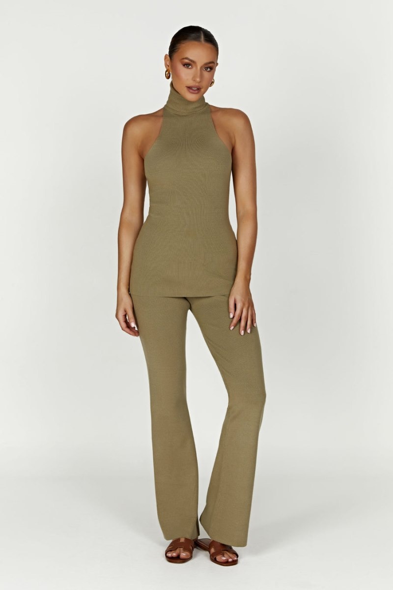 Women's Meshki Kelsea Sleeveless Turtleneck Tops Olive Australia | K6K-9025