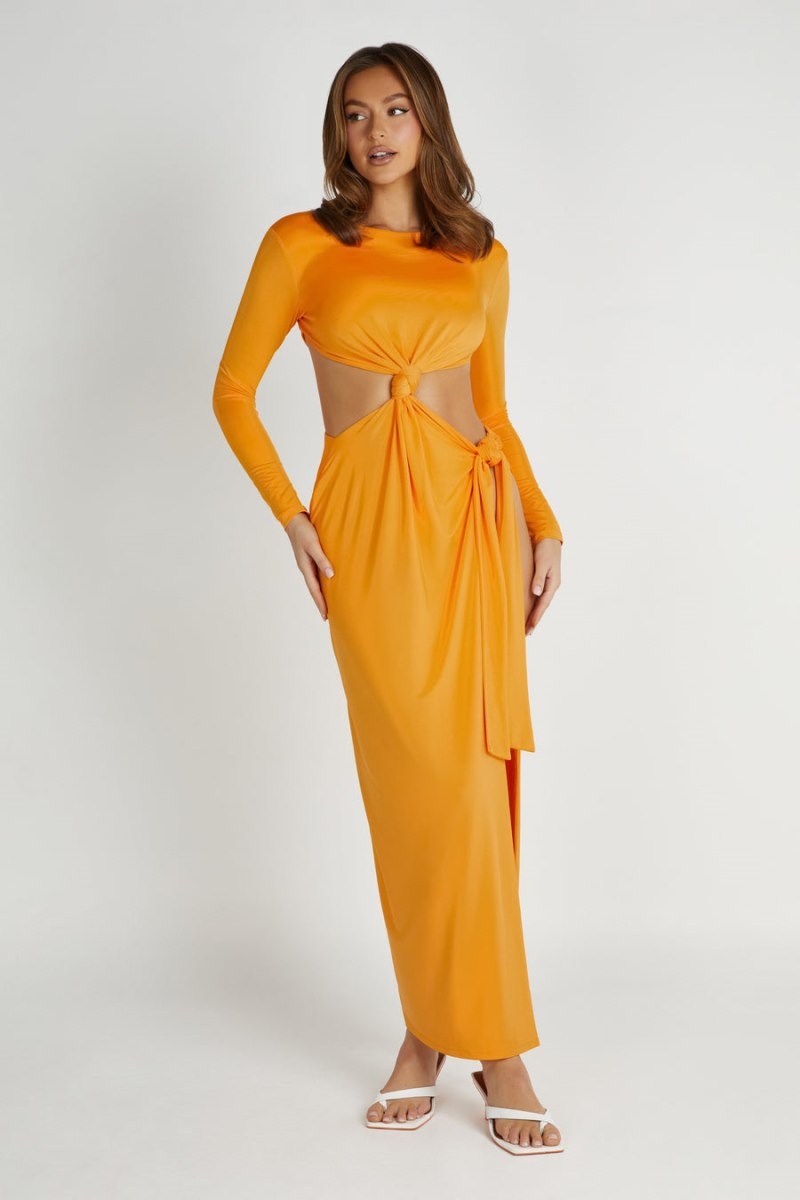 Women's Meshki Kiandra Slinky Knot Maxi Dress Orange Australia | H0C-9706