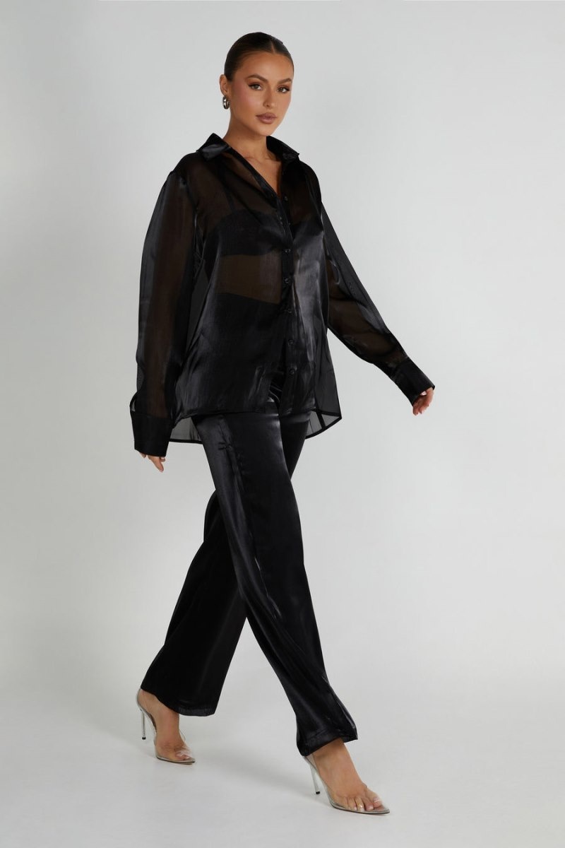 Women's Meshki Kinsley Sheer Pants Black Australia | K6O-5780