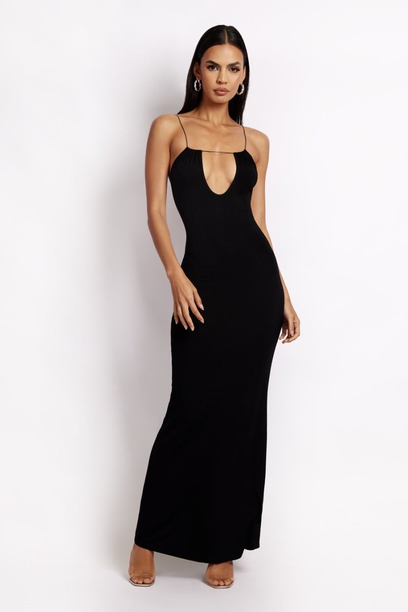 Women's Meshki Kirsty Strappy Circle Cutout Maxi Dress Black Australia | Z1P-3343