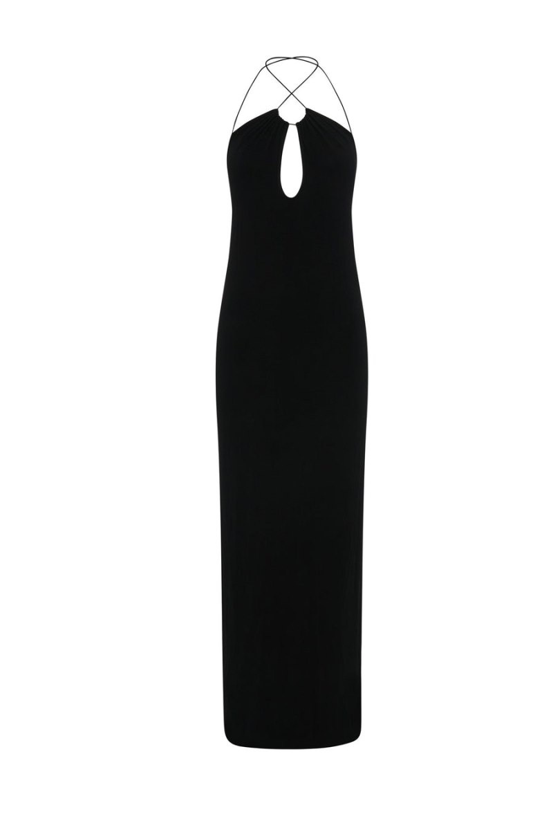 Women's Meshki Kirsty Strappy Circle Cutout Maxi Dress Black Australia | Z1P-3343