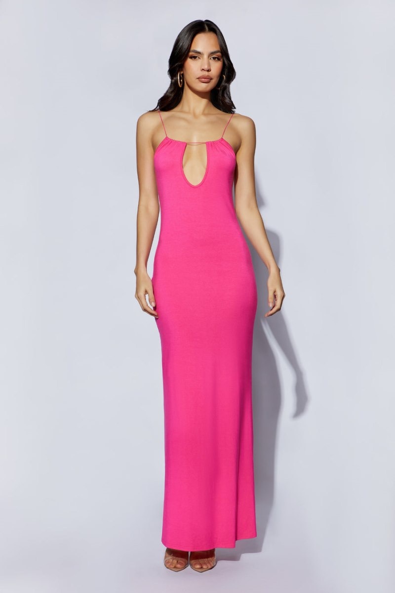 Women's Meshki Kirsty Strappy Circle Cutout Maxi Dress Fuchsia Australia | M5W-5127