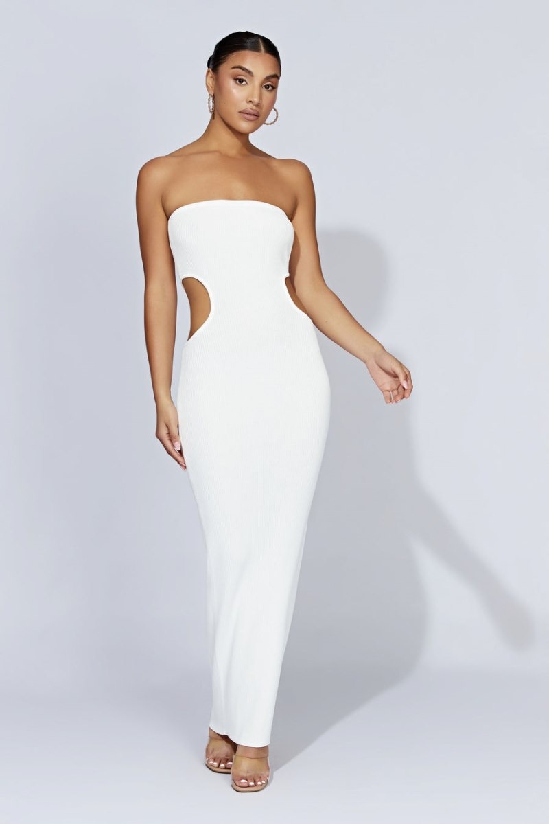 Women's Meshki Kori Knit Bandeau Maxi Dress White Australia | T0S-5201