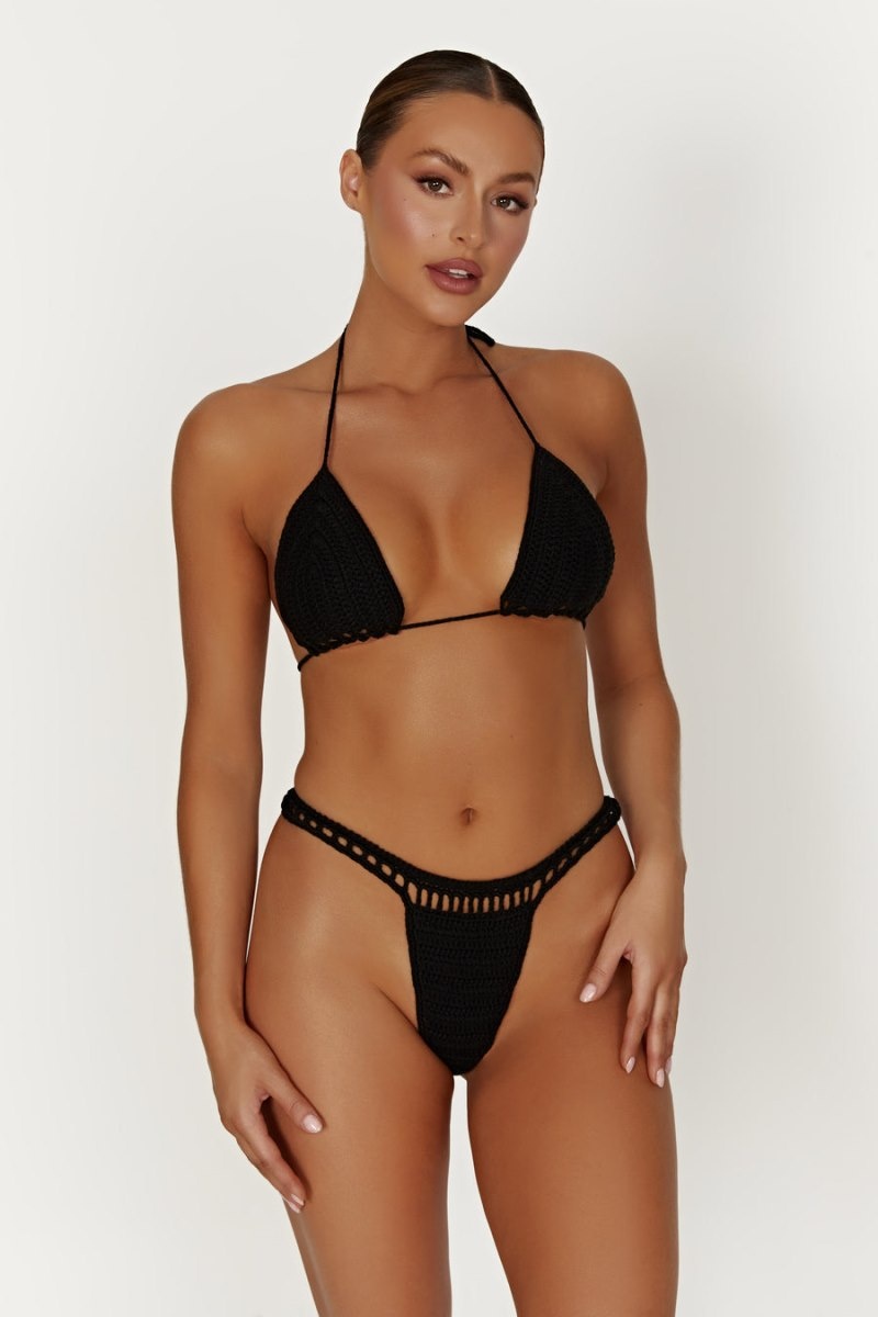 Women's Meshki Korina Crochet Bikini Bottom Bikinis Black Australia | F3O-5624