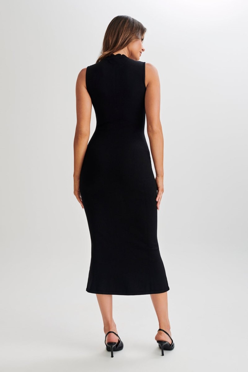 Women's Meshki Korva Knit Midi Dress Black Australia | E1V-7594