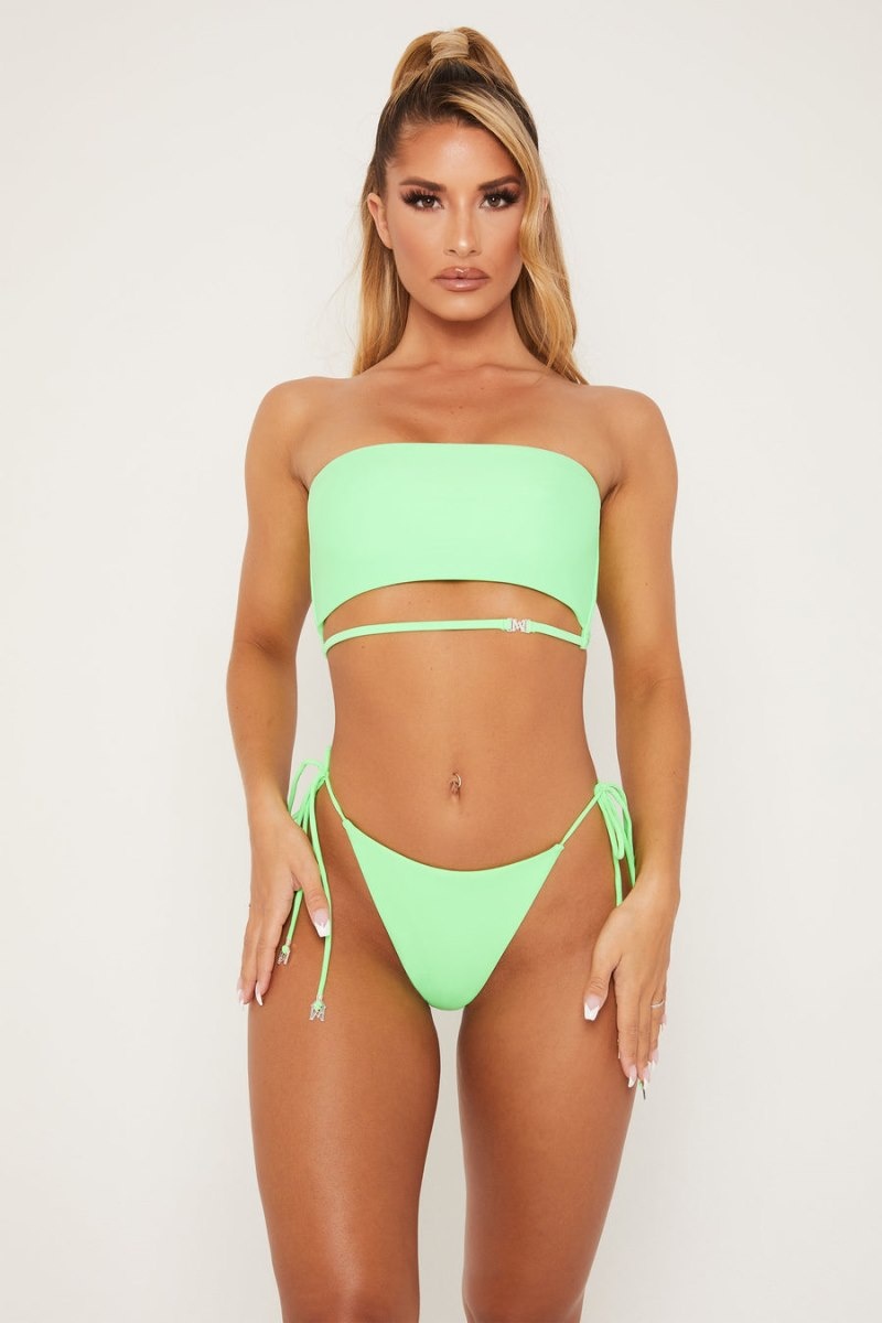 Women's Meshki Kyndall Meshki Logo Strap Bandeau Bikini Top Bikinis Green Australia | F8J-4692