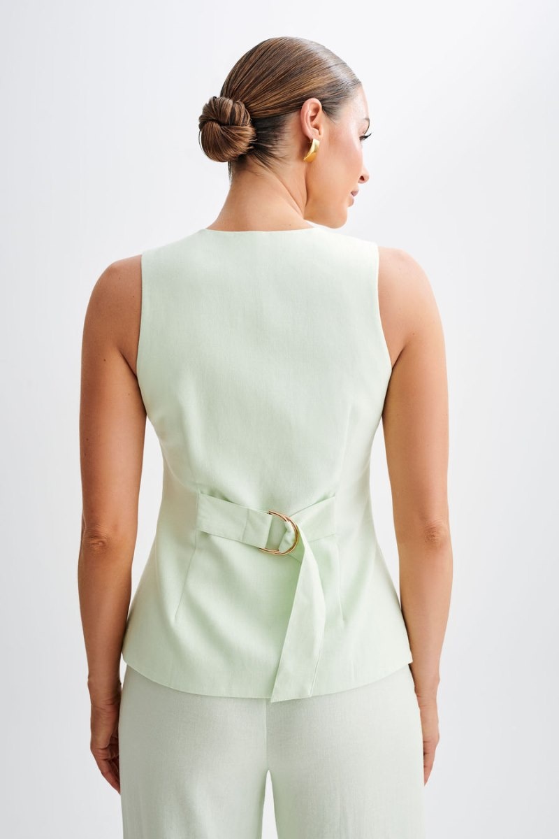 Women's Meshki Laurence Sleeveless Linen Longline Tops Mint Australia | Z4E-2545