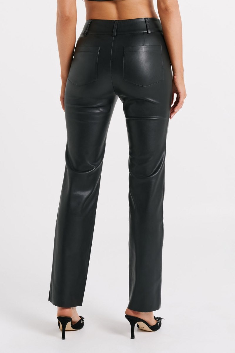 Women's Meshki Laurette Faux Leather Straight Leg Pants Black Australia | X8S-2184