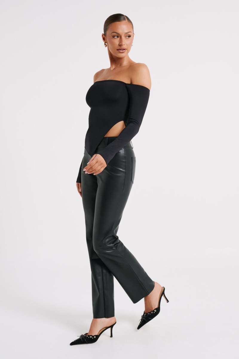 Women's Meshki Laurette Faux Leather Straight Leg Pants Black Australia | X8S-2184