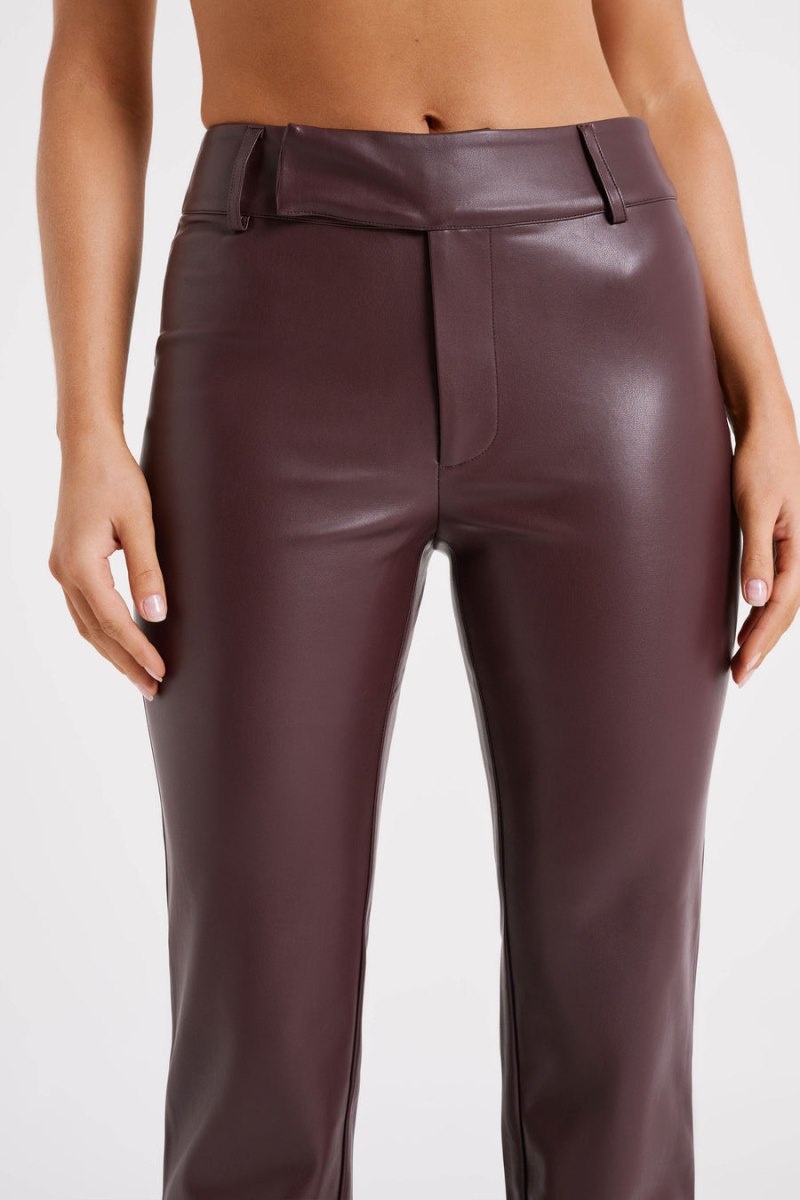 Women's Meshki Laurette Faux Leather Straight Leg Pants Dark Chocolate Australia | V5E-5691