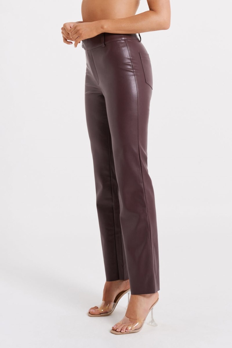 Women's Meshki Laurette Faux Leather Straight Leg Pants Dark Chocolate Australia | V5E-5691