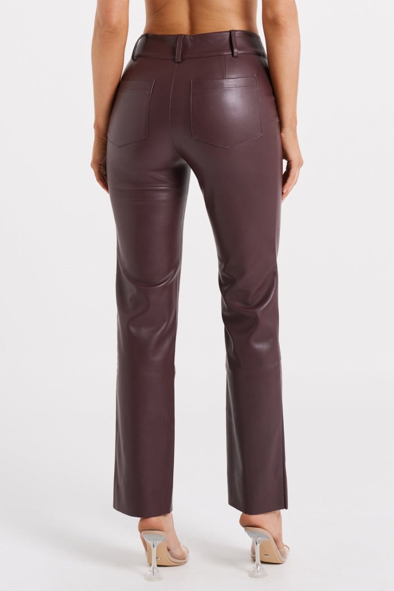 Women's Meshki Laurette Faux Leather Straight Leg Pants Dark Chocolate Australia | V5E-5691