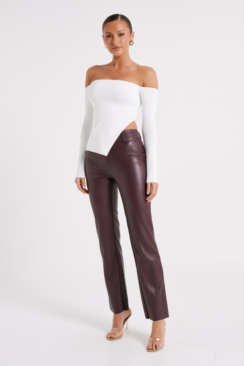 Women's Meshki Laurette Faux Leather Straight Leg Pants Dark Chocolate Australia | V5E-5691