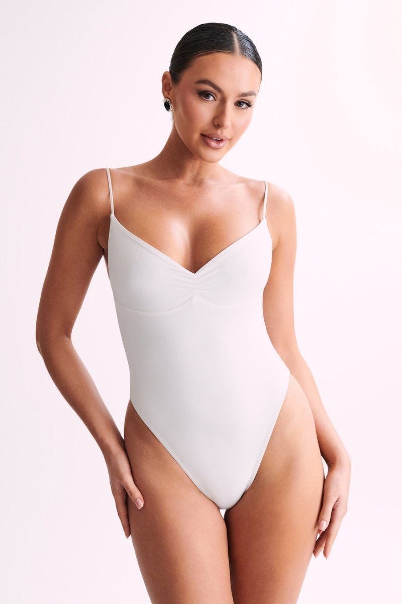 Women's Meshki Leah Recycled Nylon Backless Bodysuit White Australia | S7B-8936