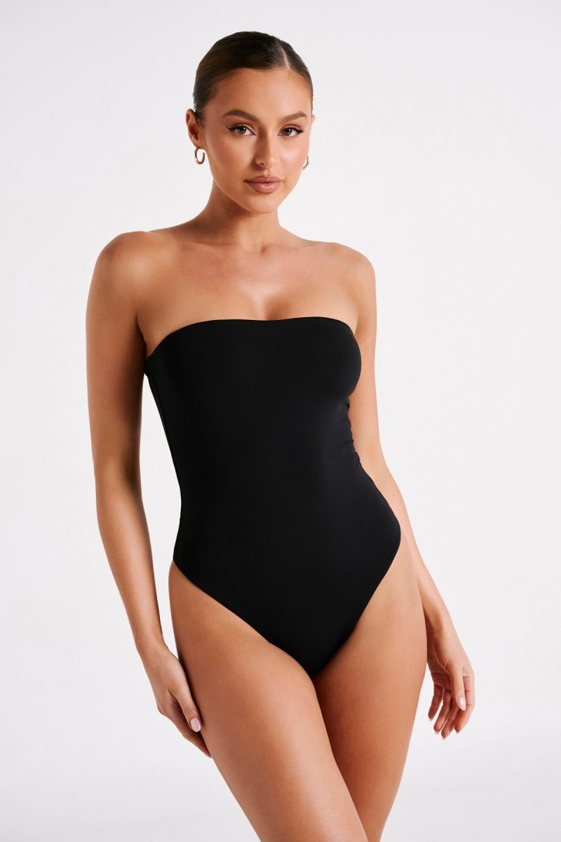 Women\'s Meshki Leighton Recycled Nylon Strapless Bodysuit Black Australia | C4L-5607